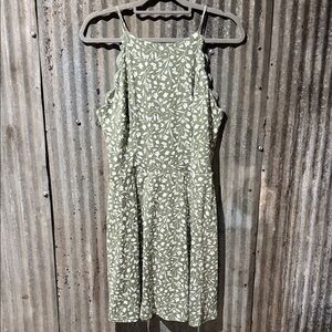Leafy Green Spaghetti Strap Dress